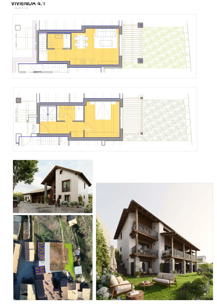 Plano de planta y superficie de la vivienda 4