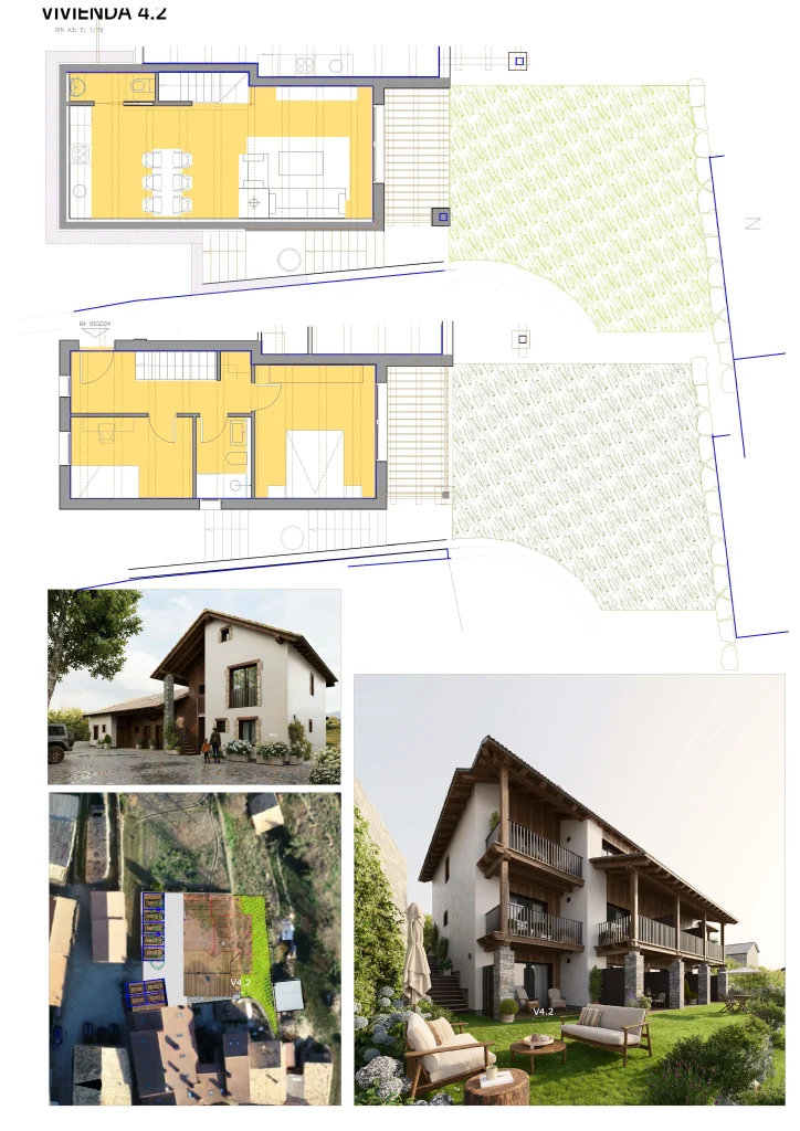 Plano de planta y superficie de la vivienda 5